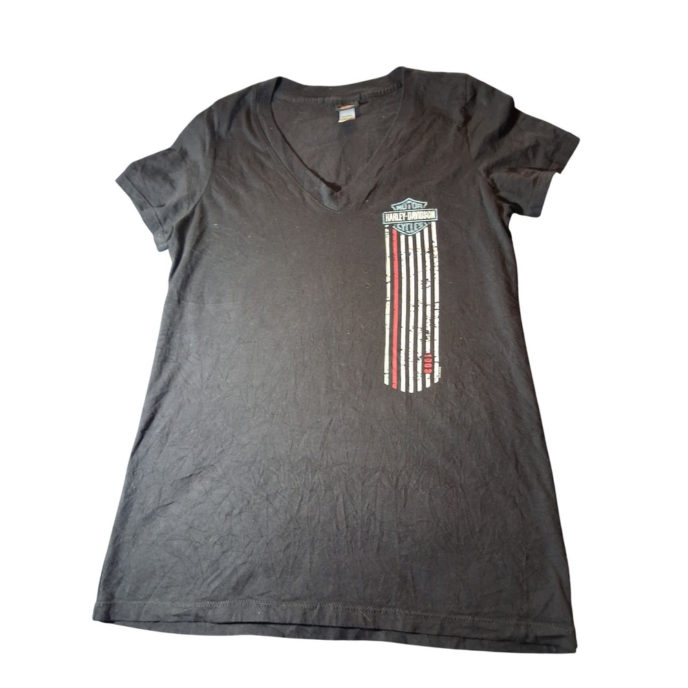 Harley-Davidson Womens Black Widow Port Charlotte FL V-Neck Graphic T-Shirt L